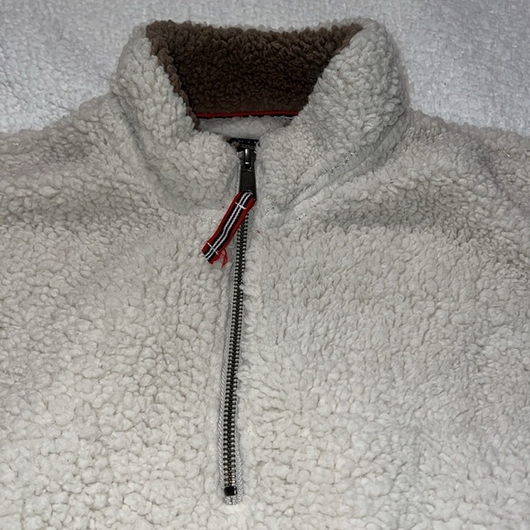 Southern Marsh size large Appalachian Pile Sherpa Pullover oatmeal & light brown - Picture 11 of 14